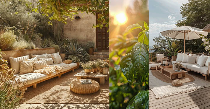 Outdoor Warm Minimalism Patios, Balconies, and Gardens