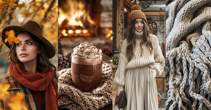 Autumn Fashion Musts for Boho Babe. Embrace the Season in fringed scarves, chocolate-brown thigh-high boots, or oversized pants. All in earthy colors.