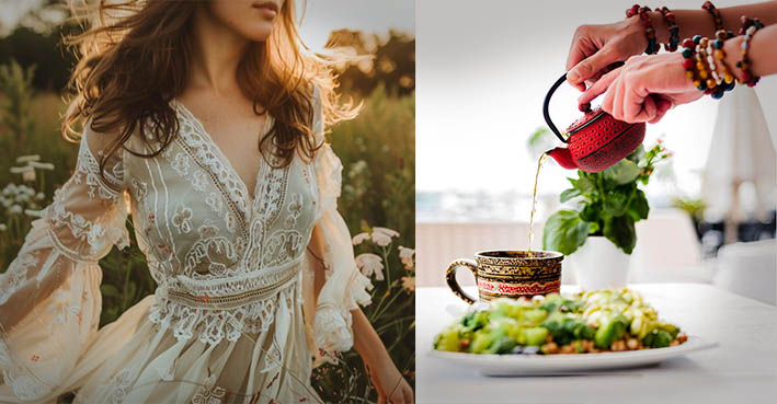 A Witchy Woman ´s Collecting of Herbs for tea and potions