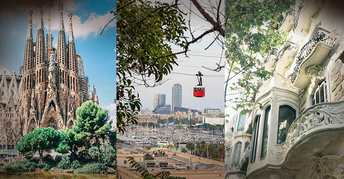 Barcelona with Sagrada Família and Gaudi artwork