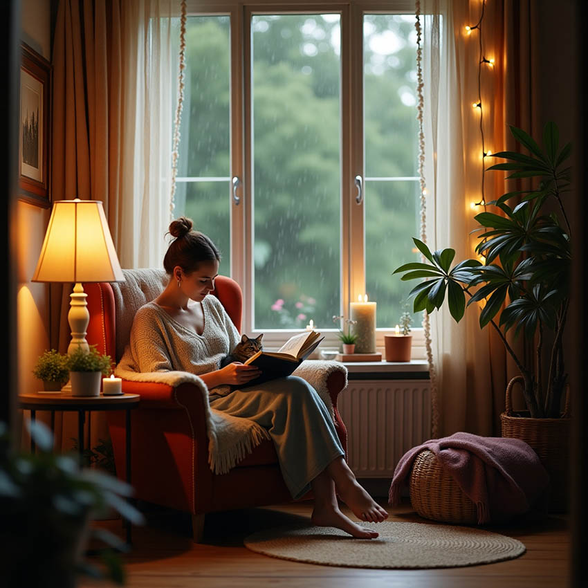 Cozy Reading Chair for Rainy Days