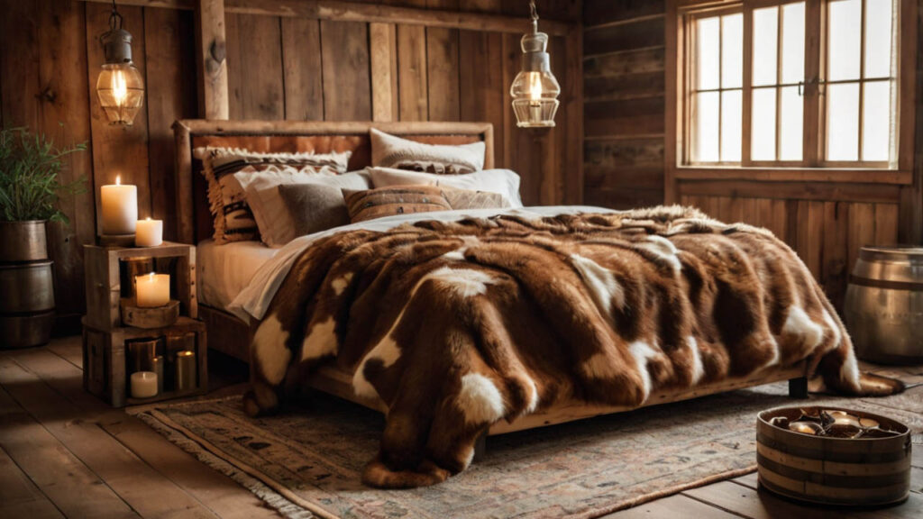 Faux Cowhide Rug for Cozy Boho Bedroom Western Aesthetic