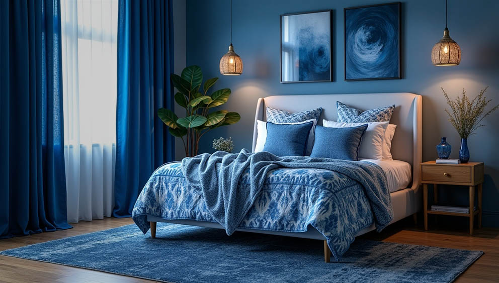 Maximalist Boho with a Monochromatic Blue Theme