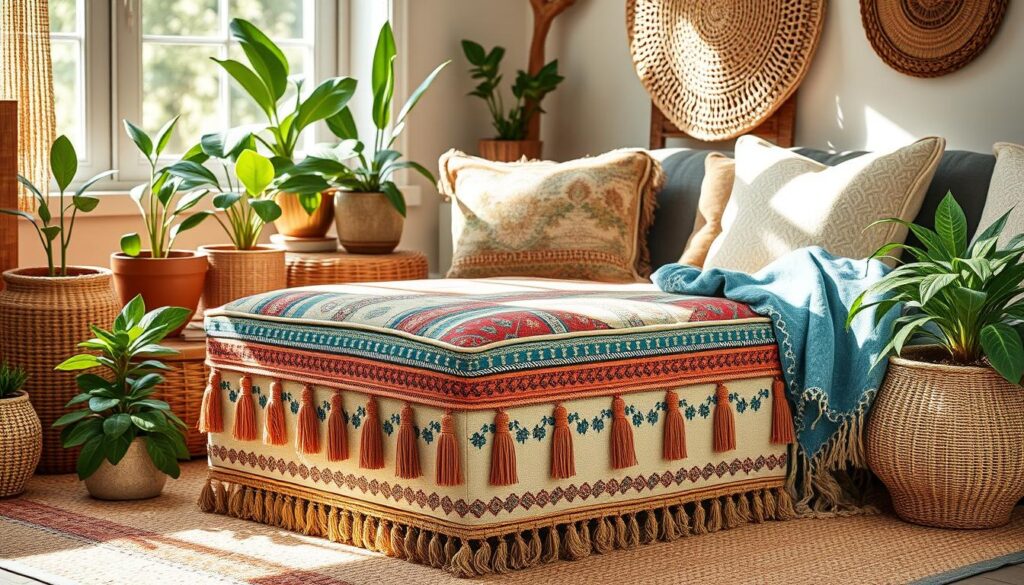 Boho ottoman bohemian decor foot stool