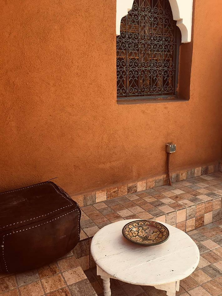 Square Leather Moroccan Pouf