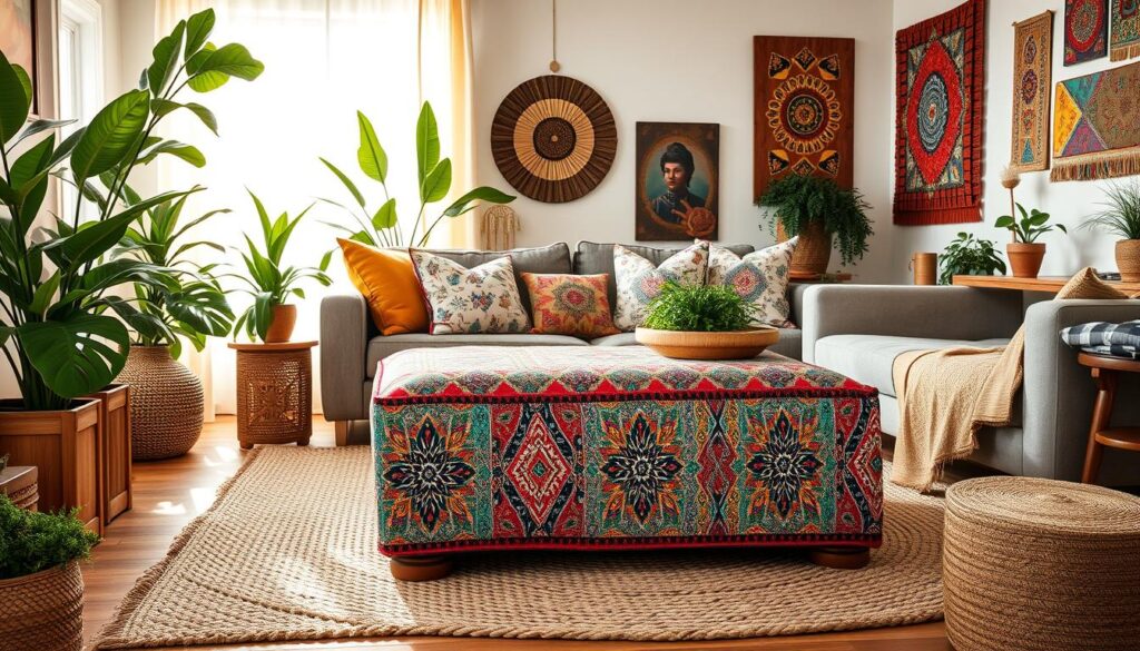 Boho ottoman big pouf foot stool