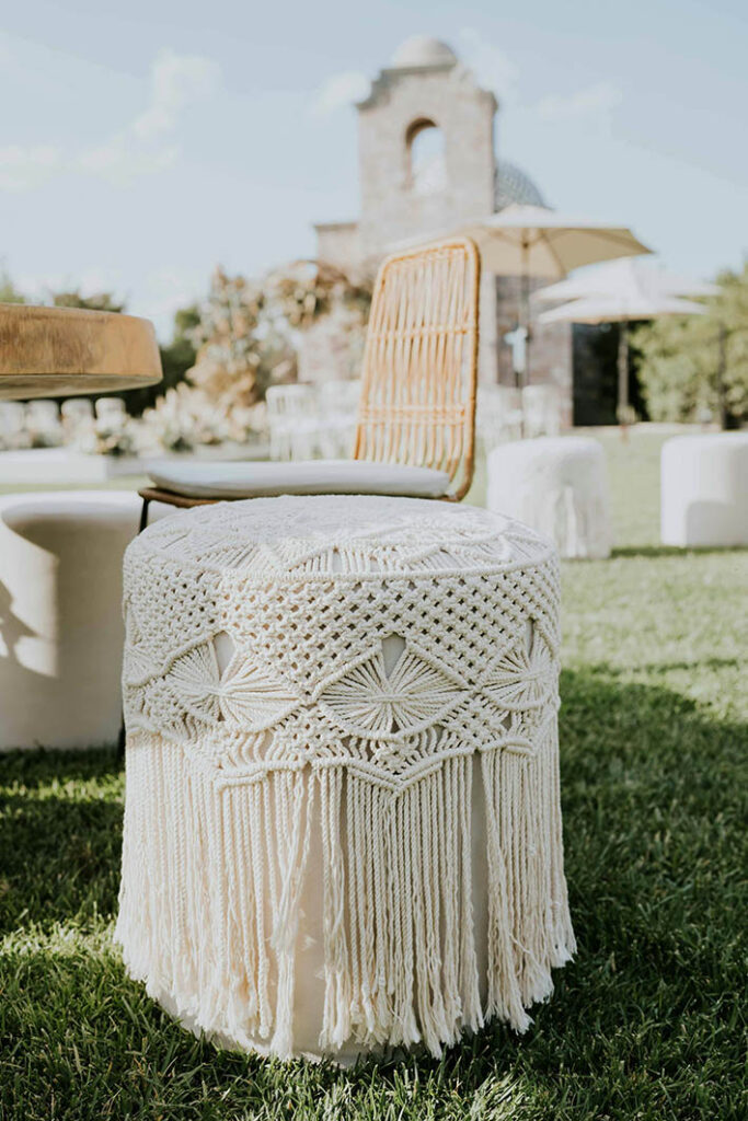 round outdoor ottoman in rattan