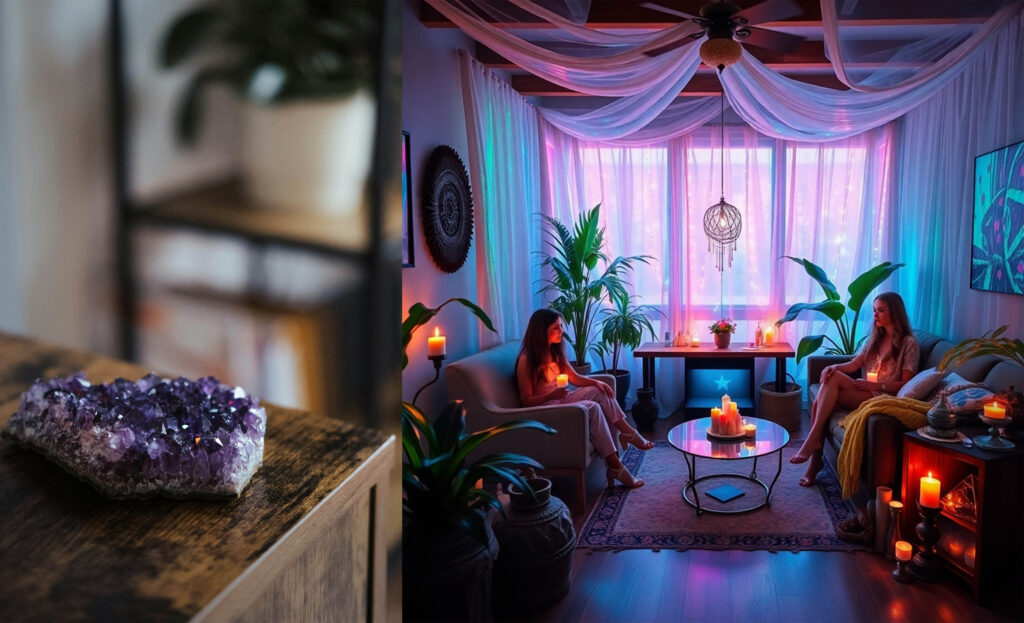 Where to Start when Creating a Boho Living Room. Mabye with an Amethyst cluster