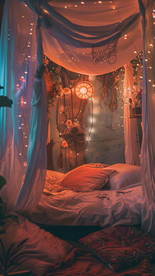 Create a cozy boudoir with Moroccan theme decor.