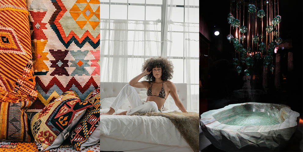 Mexican Bohemian Decor for Relaxing Bedrooms and Cozy Corners. Chill with indoor fountain and colorful cushions