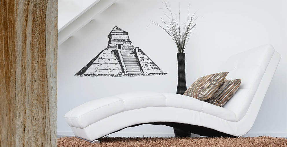 Chic minimalistic boho home decor ideas with mexican design influence with pyramide walldecor
