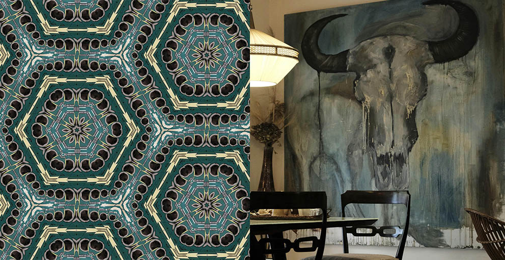 Cool Southwestern wall decor_bull skull boho decor artwork and traditional patterns