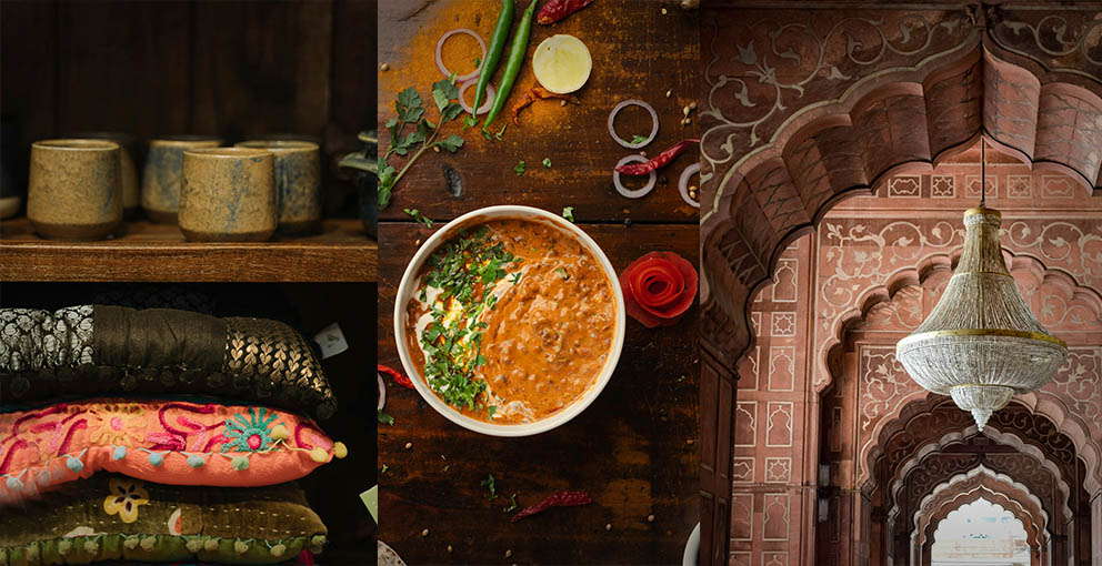 Decorations from India that spice up boho styles with rich textiles, carved wood accents, embroidered cushions and brass, and copper decor accents