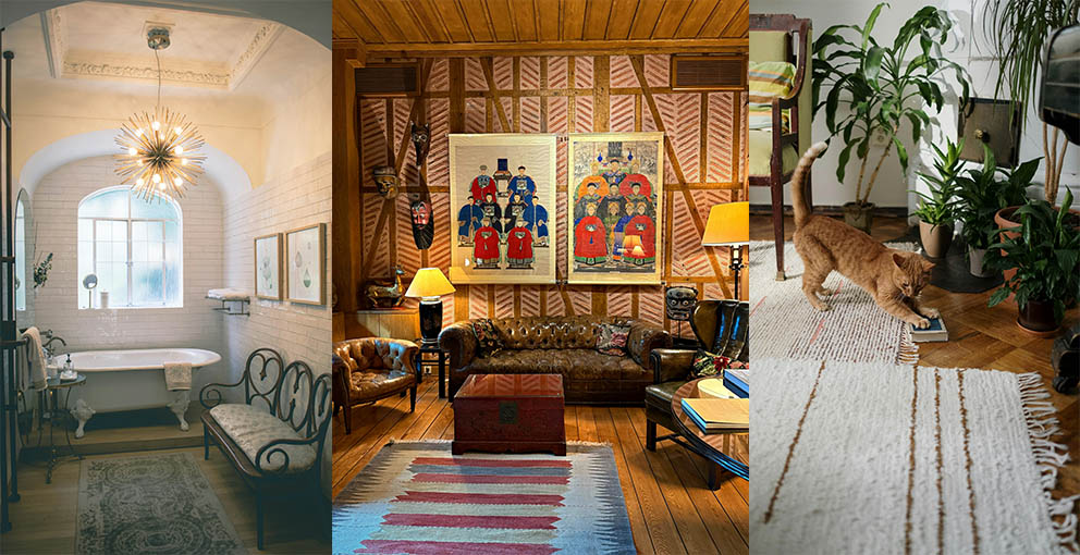 Southwest style rug complement colors and interior boho style