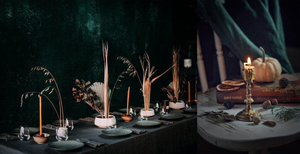 Boho Halloween decor table centerpieces ideas