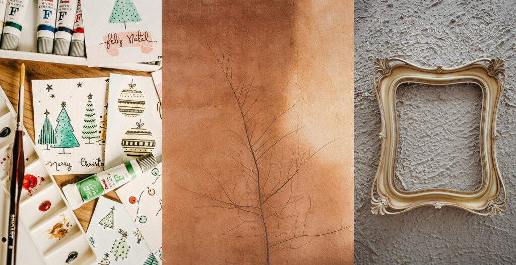 Budget-friendly DIY wall decor ideas for living room. Like an empty vintage frame, natural textures, or paper embellishments.
