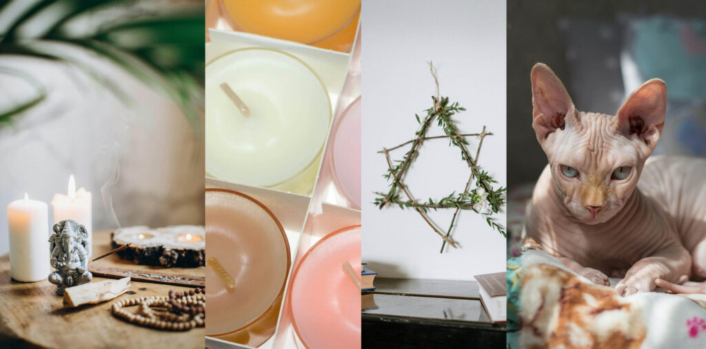 Mystical witch bedroom decor crystals candles charms for protection
