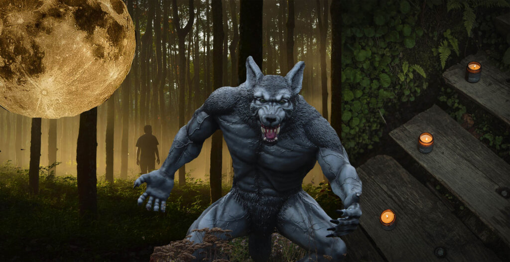 Werewolf full moon boho halloween decor