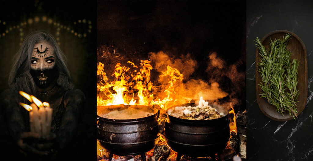 Witch's cauldron centerpiece