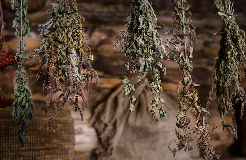 Witchy hanging dried herbs garland
